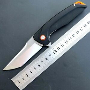Tanto Folding Knife Pocket Flipper Hunting Survival Tactical G10 Handle D2 Blade