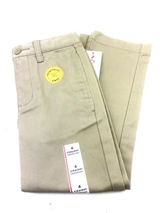 School Uniform Pants Size 4 Boys Beige Straight Adjustable Waist Children Kids - Picture 1 of 6