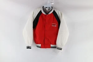 NOS Vintage 80s Adidas Boys Medium Project Adidas Spell Out Satin Bomber Jacket - Picture 1 of 10