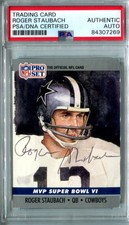 Roger Staubach Signed Trading Card. Auto PSA/DNA
