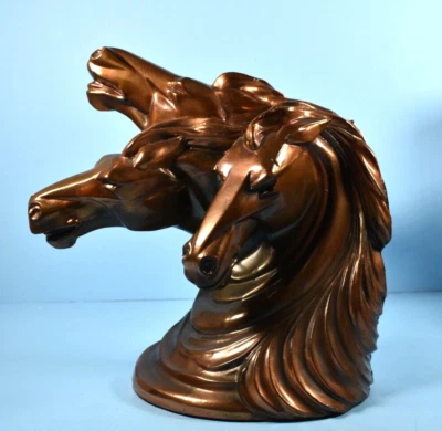 Sujetalibros Mustang Art Nouveau Caballo Años 40-50 Metal Fundido Sólido Acabado Cobre MCM Foto 1 de 4