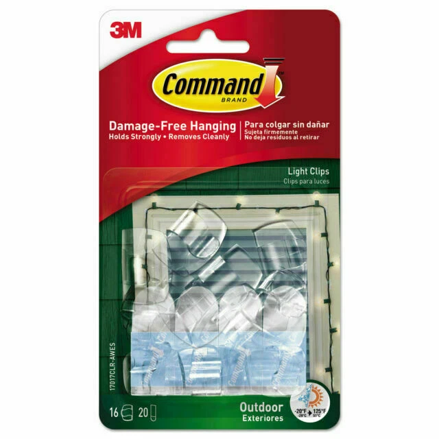 Command 16 Outdoor Light Clips with 20 Adhesive Strips (17017CLR-AW)