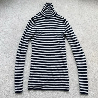 Suéter Vince 100 Cashmere Tejido Acanalado Talla XS Negro Rayas Cuello Alto Nuevo sin Etiquetas Foto 1 de 4