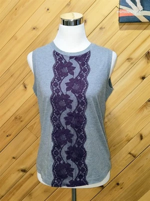 Топ Dolce & Gabbana серый фиолетовый кружевной украшение без рукавов 42 - Изображение 1 из 4