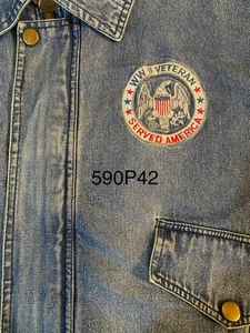 Vtg men’s lg blue denim jkt bomber/flight Korean style great condition - Picture 1 of 12