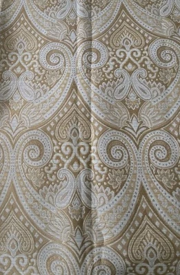 Juego de 2 paneles de cortina Jacquard Brocado Damasco 50x84 dorado crema beige forrado  Foto 1 de 4