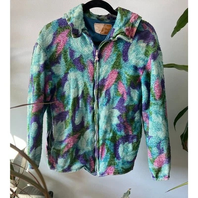 Chaqueta de esquí vintage, boutique de esquí de ciervo blanco, patrón floral años 60 Foto 1 de 4