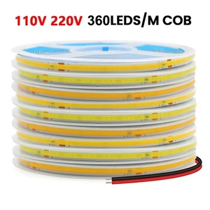 32.8ft 110V COB LED Strip Light Flexible Tape Lights 360LEDs/M Linear Lighting - Picture 1 of 15