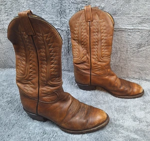 Vintage Tony Lama Men's Size 10 EE Western Brown Leather Black Label Boots USA - Picture 1 of 8