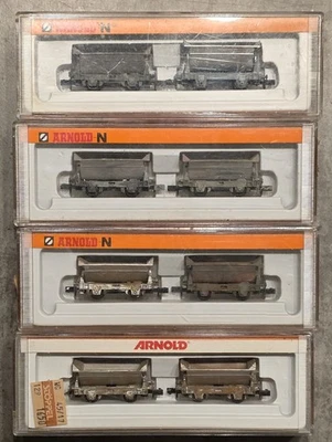 Arnold 4 Stück 4480 Kipploren-Sets mit je zwei Loren, bemalt  - Bild 1 von 4