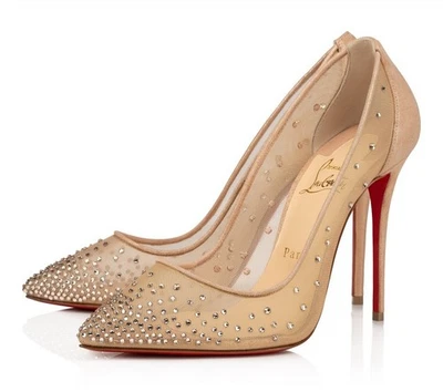 Zapatos de salón CHRISTIAN LOUBOUTIN Follies 100 mm malla con pedrería - Nuevos en caja Foto 1 de 4