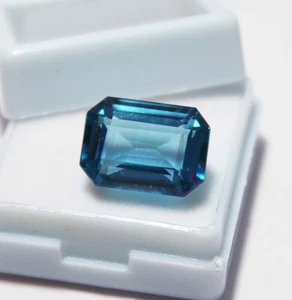 Natural Indicolite Tourmaline Certified Loose Gemstone Emerald Shape 10-11 Ct. - Picture 1 of 11