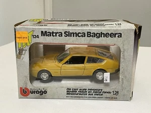 Vintage 1:24 Burago Hobbies And Toys 124 Matra Simca Bagheera Yellow In Box Nice - Picture 1 of 8