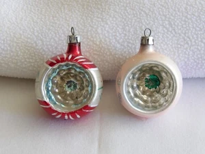 Vintage Weihnachtseinzug Kugel Quecksilber Glas bemalt Ornament Floral Polen 1,75" - Bild 1 von 10