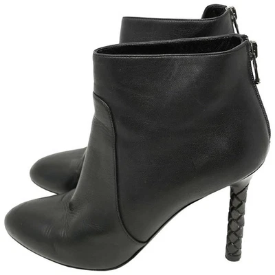 Botines Bottega Veneta de cuero negro con tacón trenzado 37,5 Foto 1 de 4