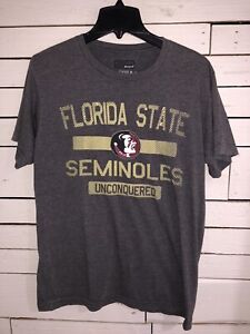 ACC Sz Medium Shirt Section 101 Majestic Florida St Seminoles Unconquered Gray