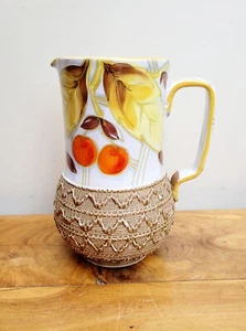 1970s Italian Fratelli Fanciullacci Jug Cherries Leaf Textured 9625 - Picture 1 of 10