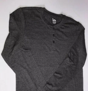  Boy Henley T-Shirt Size L(6) LEE Long Sleeve Charcoal Heather - Picture 1 of 4