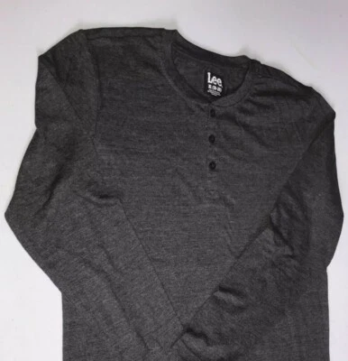  Boy Henley T-Shirt Size L(6) LEE Long Sleeve Charcoal Heather - Image 1 of 4