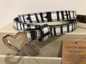 Animal print Belts Kids Girls Heart Thin Strap Size XS  Lands'End NEW - Picture 1 of 5