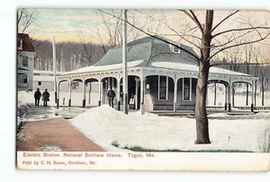 Alte Vintage 1908 Postkarte Elektrizitätswerk National Soldaten Haus Togus Maine - Bild 1 von 2