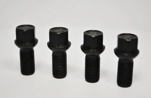 4 x Audi M14 x 1.5, 30mm Thread, Radius Wheel Bolts (Black) - Picture 1 of 2