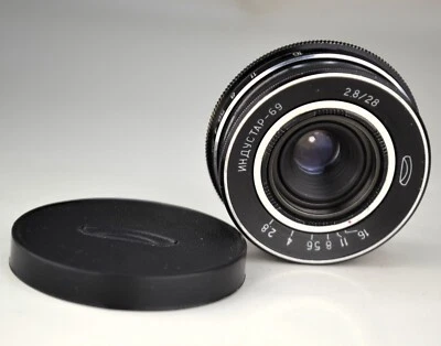 SERVICED! SOVIET USSR PANCAKE INDUSTAR-69 RF LENS f2.8/28 M39 mount (6) - Image 1 of 4