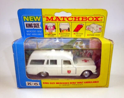 Matchbox Kingsize K-06B Mercedes Benz "Binz" Ambulance top in früher Box - Bild 1 von 4