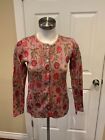 Cecilia Prado Metallic  Pink & Red Floral Button-Up Cardigan, Size S NWT! $195