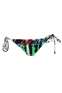 Rachel Rachel Roy Black Multi Tail Feathers Printed Side-Tie Bikini Bottom L - Picture 1 of 3