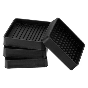 4Pcs 2.5" Furniture Pads Non-Slip Furniture Coasters Square Caster Cups Black - Picture 1 of 6