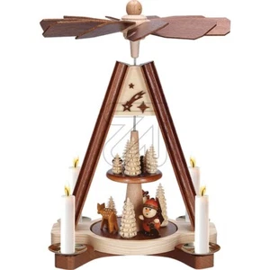 Holz Weihnachtspyramide Pyramide Weihnachten Waldwichtel 4 Kerzen - Bild 1 von 1