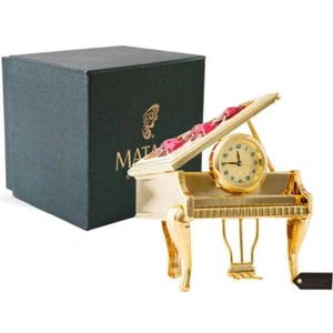 Reloj de escritorio para piano vintage chapado en oro 24K con cristales rojos de Matashi - Imagen 1 de 2