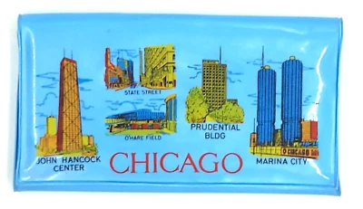 Cartera sin asas vintage de vinilo de recuerdo de Chicago azul Foto 1 de 4