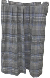 Vintage Pendleton 100% Virgin Wool Skirt Size 16 Purple Gray Plaid Lined USA - Picture 1 of 10