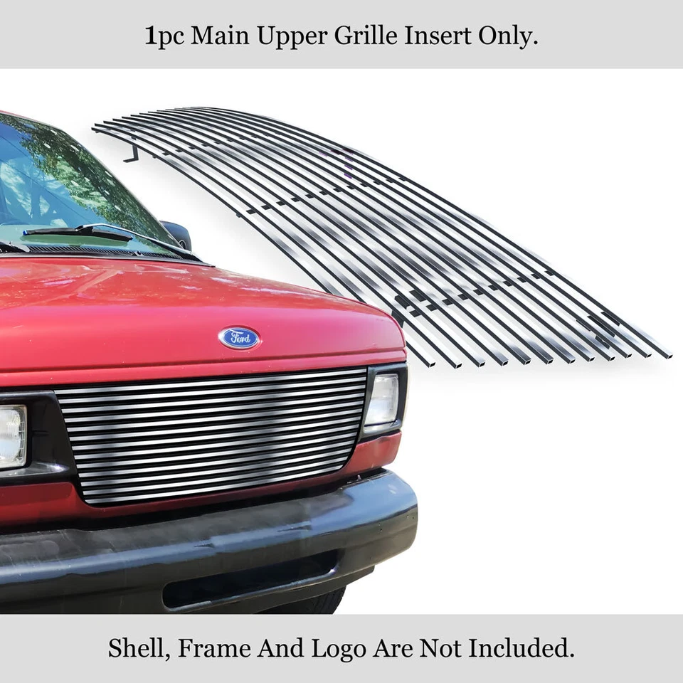 Fits 1992-2007 Ford Econoline Van Upper Stainless Polished Chrome Billet Grille - Image 1 of 4