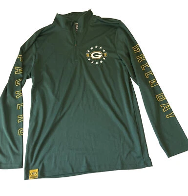 Командный пуловер Green Bay Packers NFL 1/4 на молнии мужской средний размер с длинным рукавом - Изображение 1 из 4