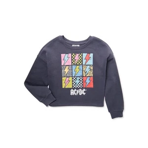 Grayson Social Girls ACDC Graphic Crewneck Sweatshirt, Gray Size XL(14-16) - Picture 1 of 1
