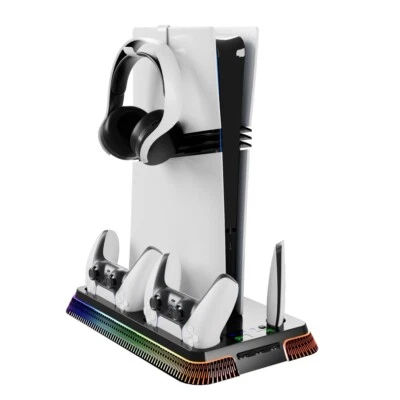 For PS5 Slim / PS5 Pro Stand & Cooling Station Dual Controller Charging Station - Image 1 of 4