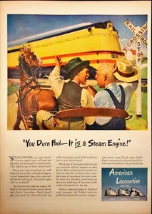 1944 American Locomotive Horse & Buggy Railroad Crossing Vintage Print Ad - Picture 1 of 6