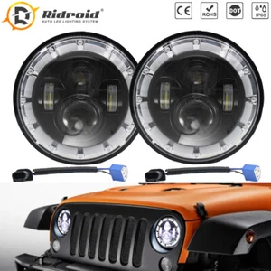 Par de faros LED de 7" con ángulo de halo para Jeep Wrangler JK TJ LJ CJ 1997-2018 - Imagen 1 de 12