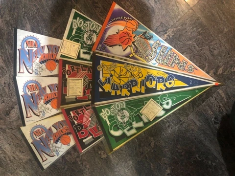 Assorted NBA Pennants Signed Autographed 1992 1995 Pick Your Pennant Cover