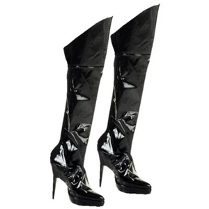 Lack Stiefelstulpen Hexen Stiefel Gamaschen schwarz Sexy Vampir Schuhüberzieher - Bild 1 von 2
