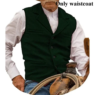 Mens Vest Vintage Formal Notch Lapel Retro Vest Herringbone Tweed Waistcoat ⇗ - Image 1 of 4