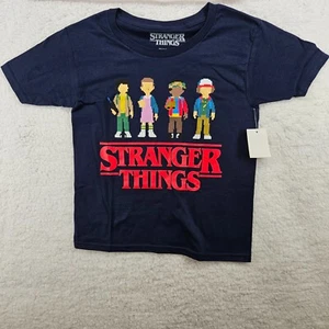 Boys or Girls STRANGER THINGS 8 BIT Unisex T-Shirt Dark Blue Size XS 4 / 5 - NEW - Picture 1 of 2