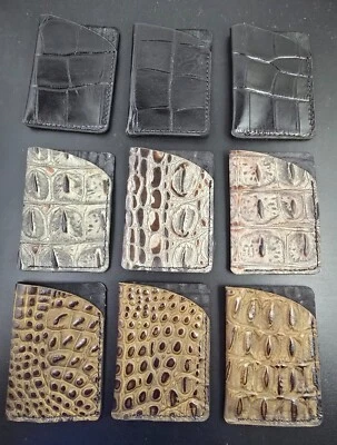 Новый ручной работы тонкий тисненый АЛЛИГАТОР кожаный бумажник передний карман микро бумажник - Изображение 1 из 4