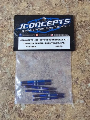 JConcepts RC10 B7/B7D Fin Titanium Turnbuckle (Burnt Blue) 6 Piece 5136-1 New - Image 1 of 2