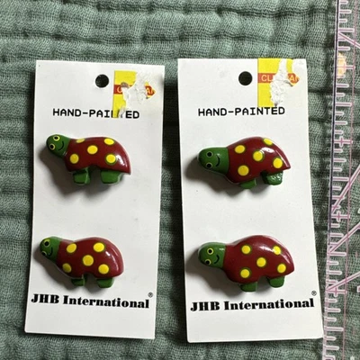 4- Hand Painted Clothing Button, Turtle-shaped & Colorful, JHB International ￼ - Image 1 of 4