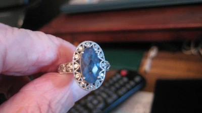 漂亮的 TACORI 纯银蓝色宝石和 CZ 戒指,尺寸 6,请阅读 — 第 1/4 张图片