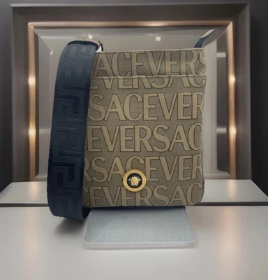 Versace 1020745 La Medusa Canvas Fabric Logo Crossbody All over Bag $850 - Image 1 of 4
